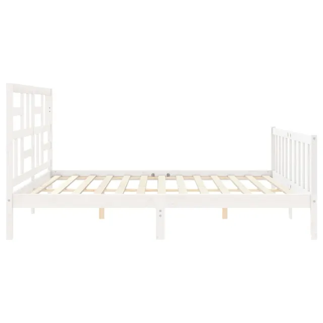 Cadre de lit sans matelas blanc bois massif de pin
