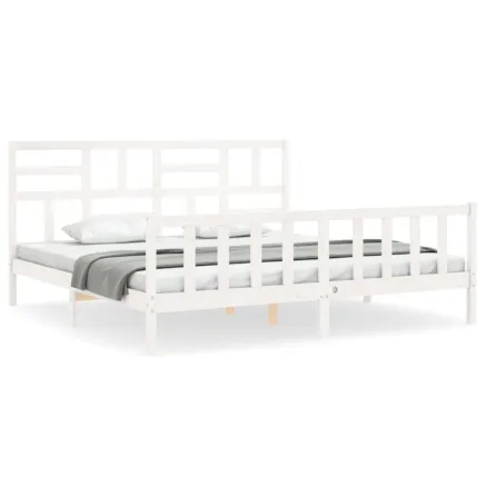 Cadre de lit sans matelas blanc 200x200 cm bois massif de pin 2