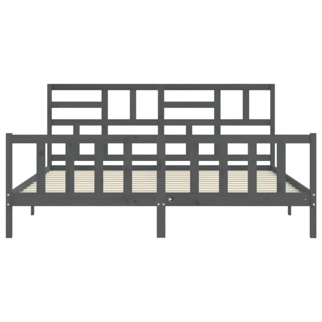 Cadre de lit sans matelas gris 200x200 cm bois massif de pin