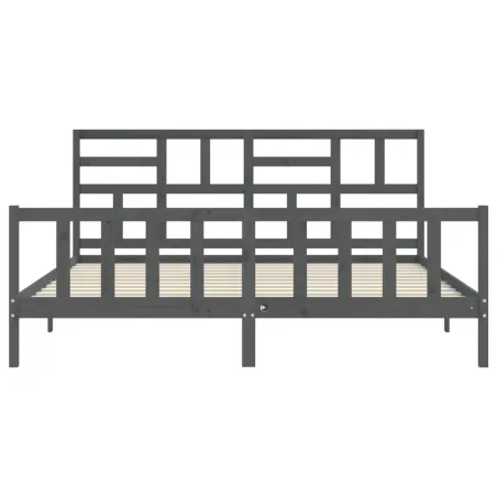 Cadre de lit sans matelas gris 200x200 cm bois massif de pin