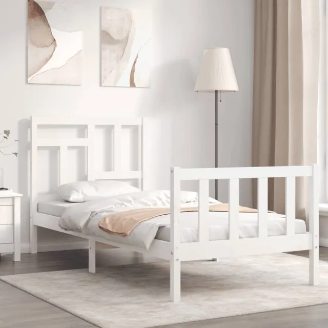Cadre de lit sans matelas blanc bois de pin massif