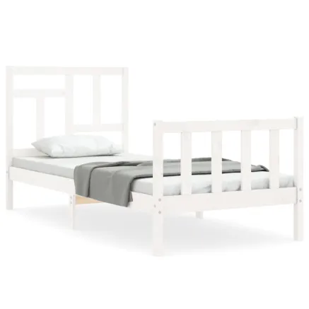 Cadre de lit sans matelas blanc bois de pin massif 2