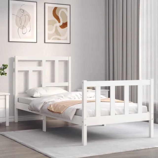 Cadre de lit sans matelas blanc bois de pin massif