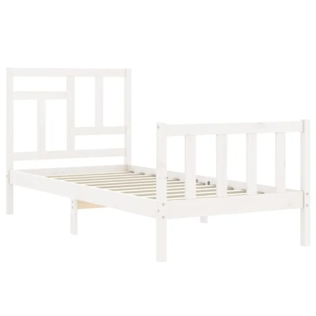Cadre de lit sans matelas blanc bois de pin massif