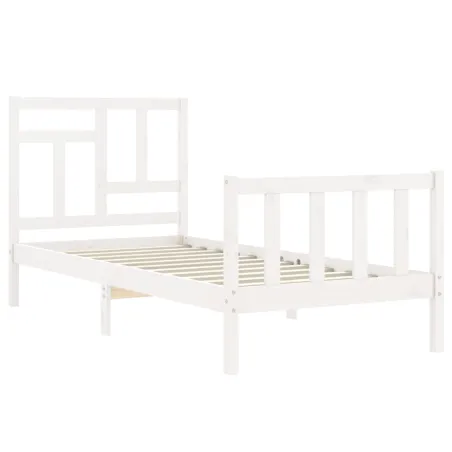 Cadre de lit sans matelas blanc bois de pin massif