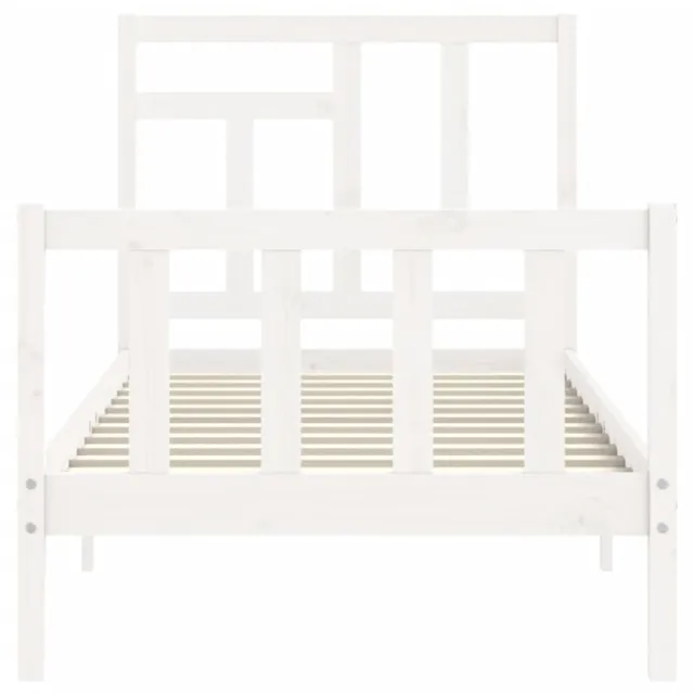 Cadre de lit sans matelas blanc bois de pin massif