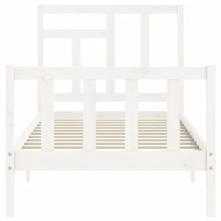 Cadre de lit sans matelas blanc bois de pin massif