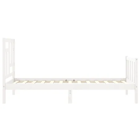 Cadre de lit sans matelas blanc bois de pin massif