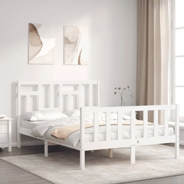 Cadre de lit sans matelas blanc bois de pin massif
