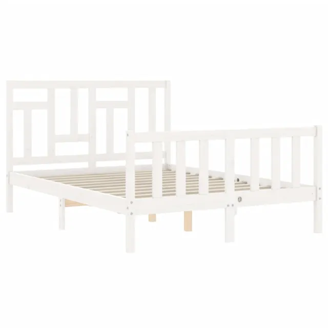 Cadre de lit sans matelas blanc bois de pin massif