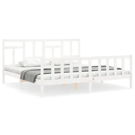 Cadre de lit sans matelas blanc 200x200 cm bois massif de pin 2