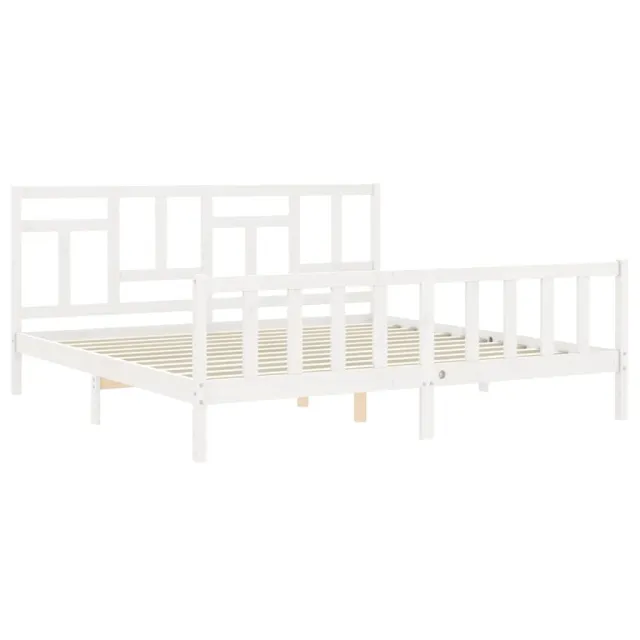 Cadre de lit sans matelas blanc 200x200 cm bois massif de pin