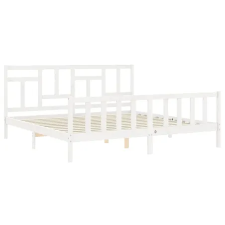 Cadre de lit sans matelas blanc 200x200 cm bois massif de pin