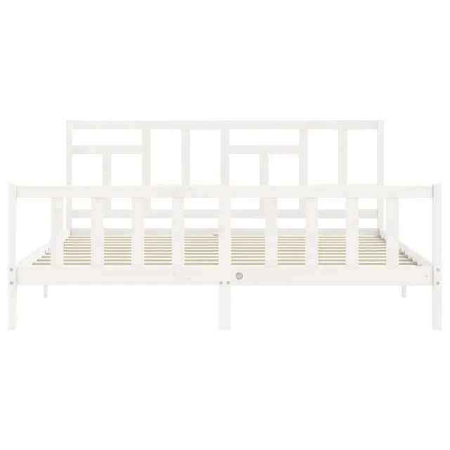 Cadre de lit sans matelas blanc 200x200 cm bois massif de pin