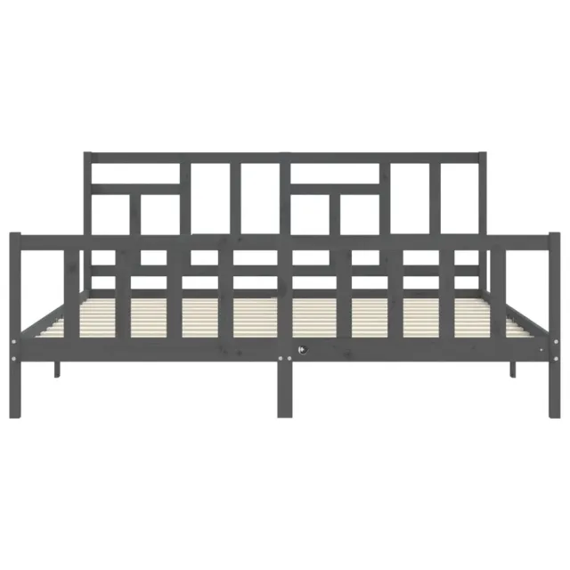 Cadre de lit sans matelas gris 200x200 cm bois massif de pin