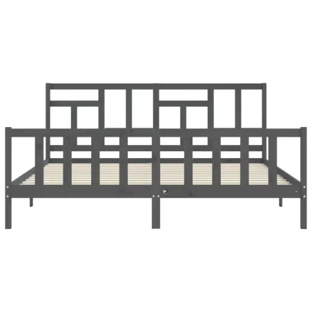 Cadre de lit sans matelas gris 200x200 cm bois massif de pin
