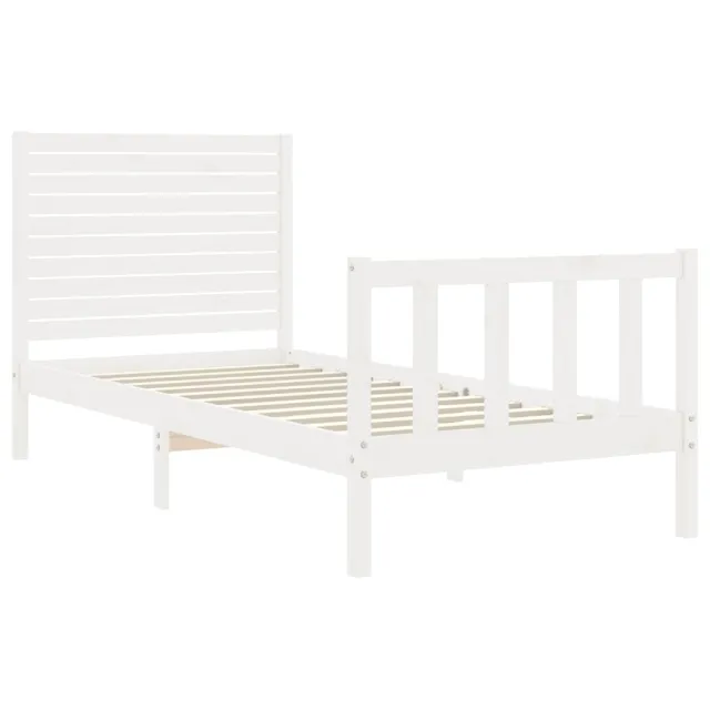 Cadre de lit sans matelas blanc bois de pin massif