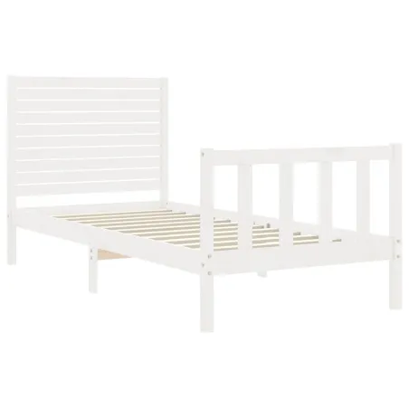 Cadre de lit sans matelas blanc bois de pin massif