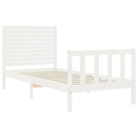 Cadre de lit sans matelas blanc bois de pin massif