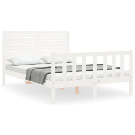 Cadre de lit sans matelas blanc bois de pin massif 2