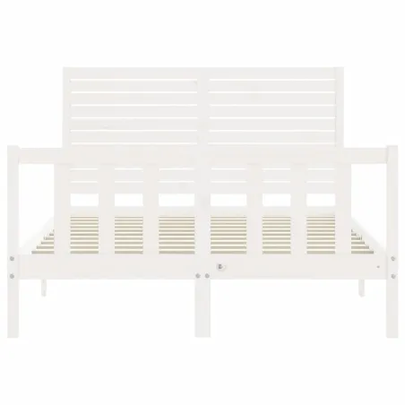 Cadre de lit sans matelas blanc bois de pin massif