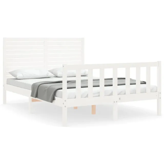 Cadre de lit sans matelas blanc bois de pin massif