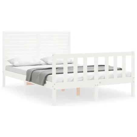 Cadre de lit sans matelas blanc bois de pin massif
