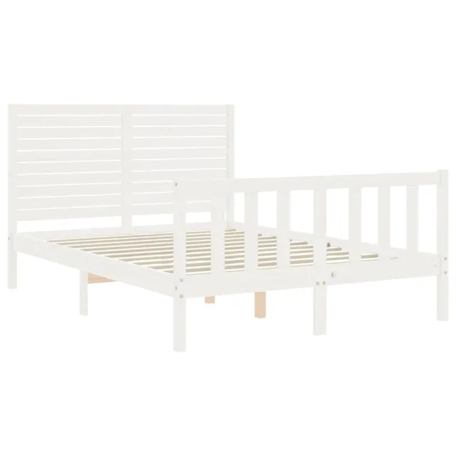 Cadre de lit sans matelas blanc bois de pin massif