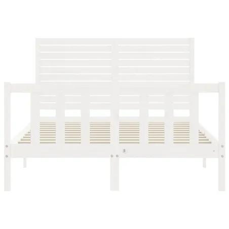 Cadre de lit sans matelas blanc bois de pin massif