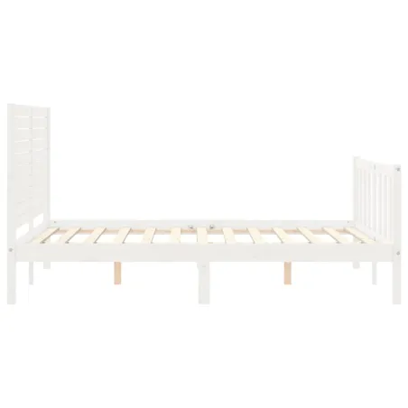 Cadre de lit sans matelas blanc bois de pin massif