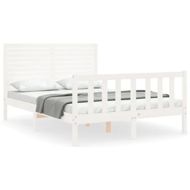 Cadre de lit sans matelas blanc 140x190 cm bois de pin massif