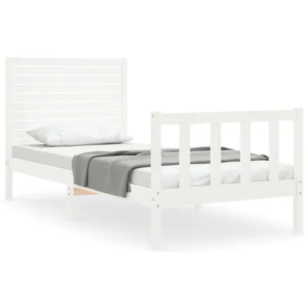Cadre de lit sans matelas blanc 90x200 cm bois de pin massif 2