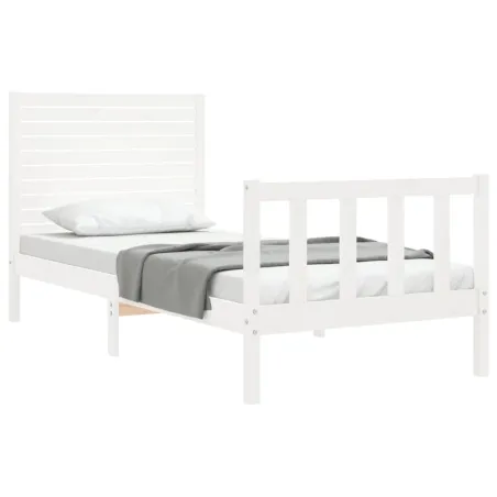 Cadre de lit sans matelas blanc 90x200 cm bois de pin massif