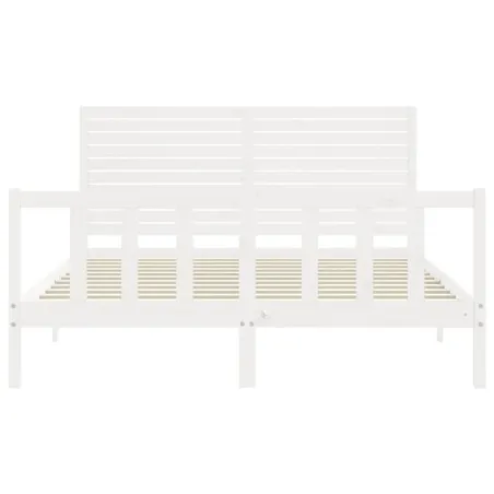 Cadre de lit sans matelas blanc 160x200 cm bois de pin massif