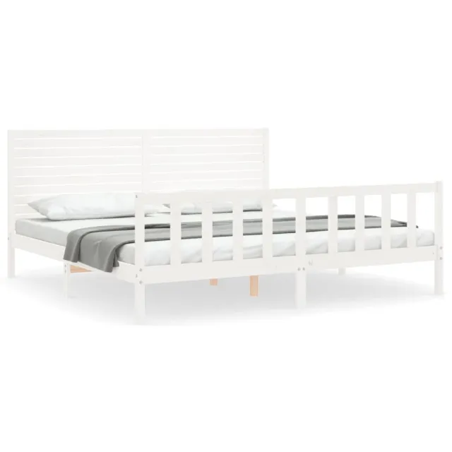 Cadre de lit sans matelas blanc bois massif de pin