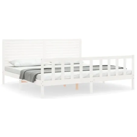 Cadre de lit sans matelas blanc bois massif de pin