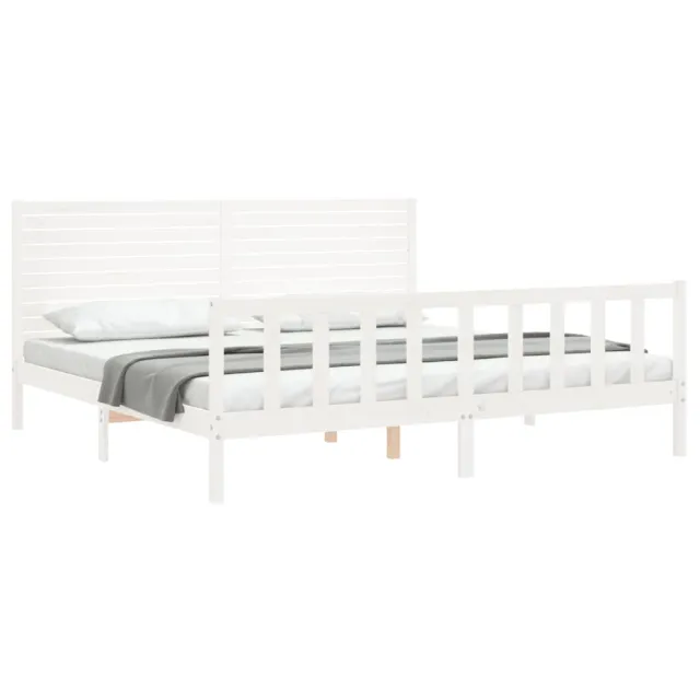 Cadre de lit sans matelas blanc bois massif de pin