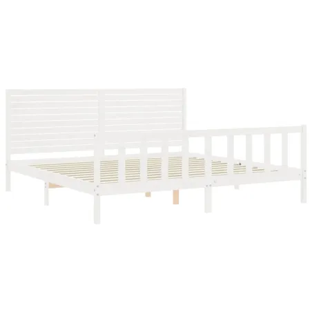 Cadre de lit sans matelas blanc bois massif de pin