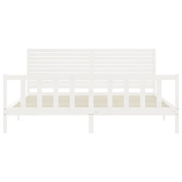 Cadre de lit sans matelas blanc bois massif de pin