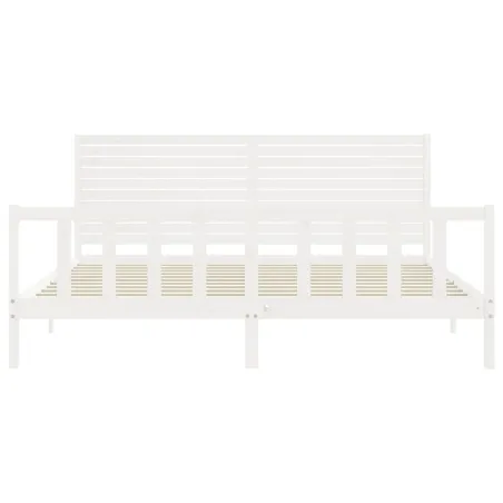 Cadre de lit sans matelas blanc bois massif de pin