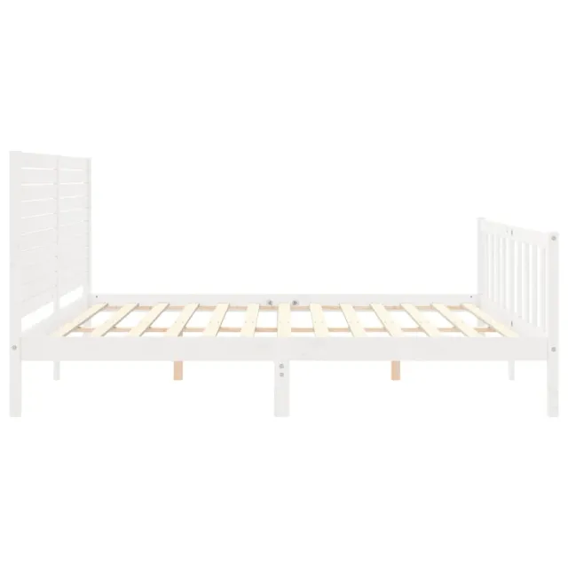Cadre de lit sans matelas blanc bois massif de pin