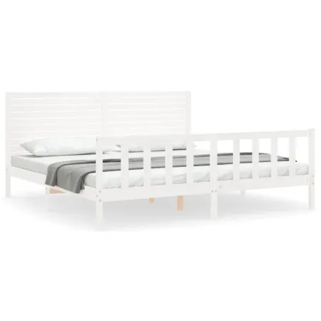 Cadre de lit sans matelas blanc 200x200 cm bois massif de pin