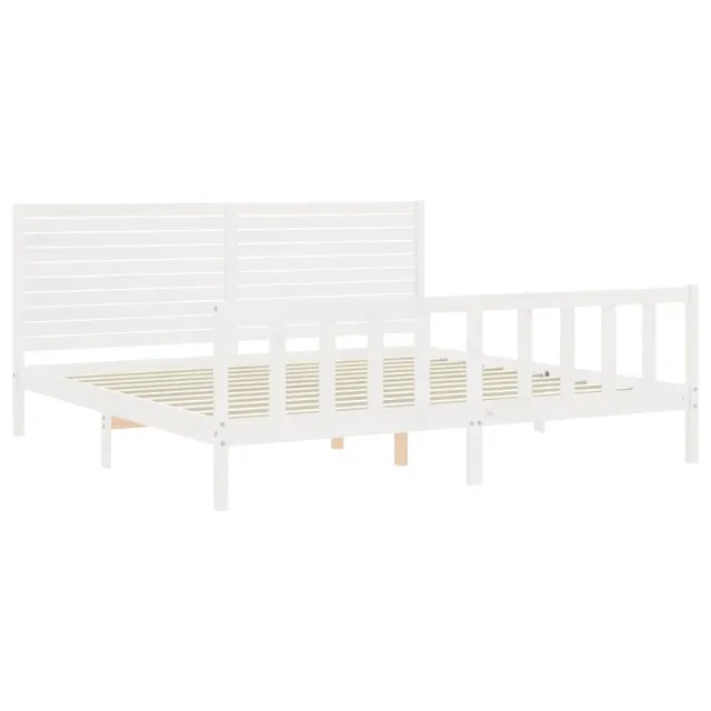 Cadre de lit sans matelas blanc 200x200 cm bois massif de pin