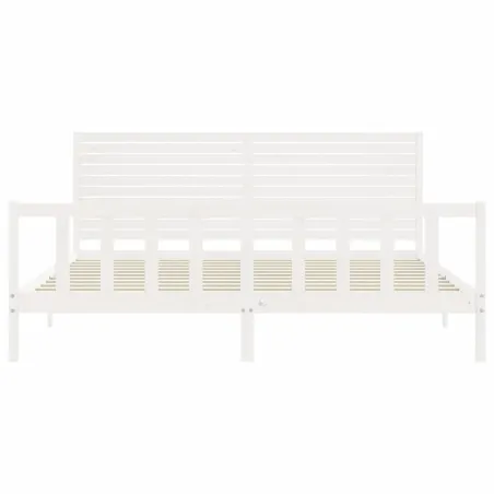 Cadre de lit sans matelas blanc 200x200 cm bois massif de pin