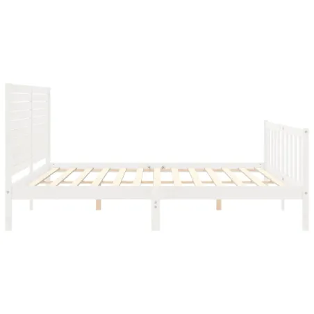Cadre de lit sans matelas blanc 200x200 cm bois massif de pin