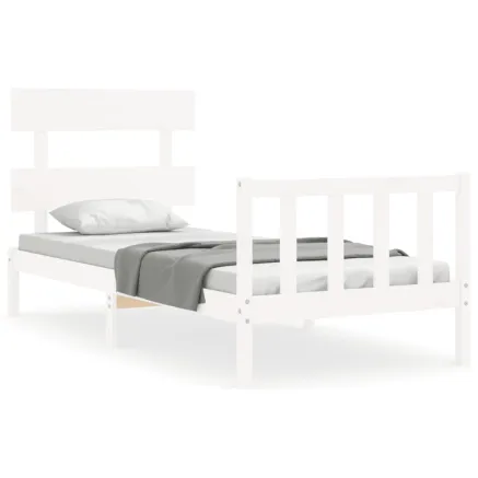 Cadre de lit sans matelas blanc bois de pin massif 2