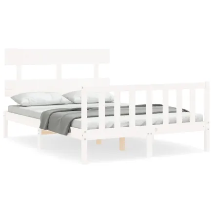 Cadre de lit sans matelas blanc bois de pin massif 2