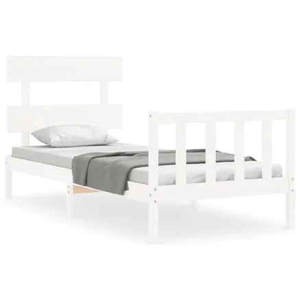 Cadre de lit sans matelas blanc 90x200 cm bois de pin massif 2