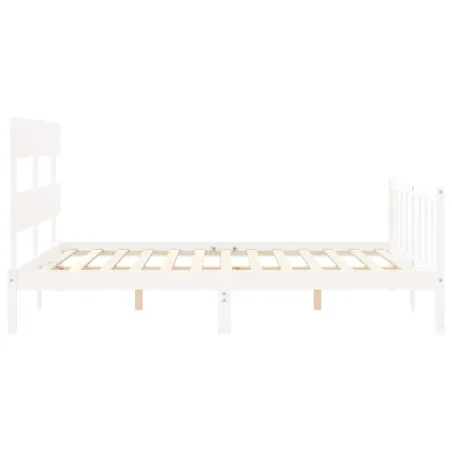 Cadre de lit sans matelas blanc 160x200 cm bois de pin massif