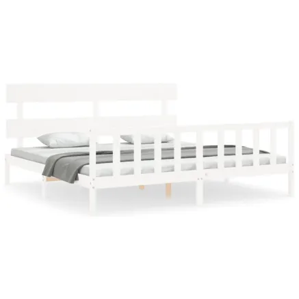Cadre de lit sans matelas blanc bois massif de pin 2